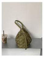 Woven Leather Half Moon Shoulder Bag — BL1140