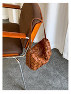 Woven Leather Half Moon Shoulder Bag — BL1140