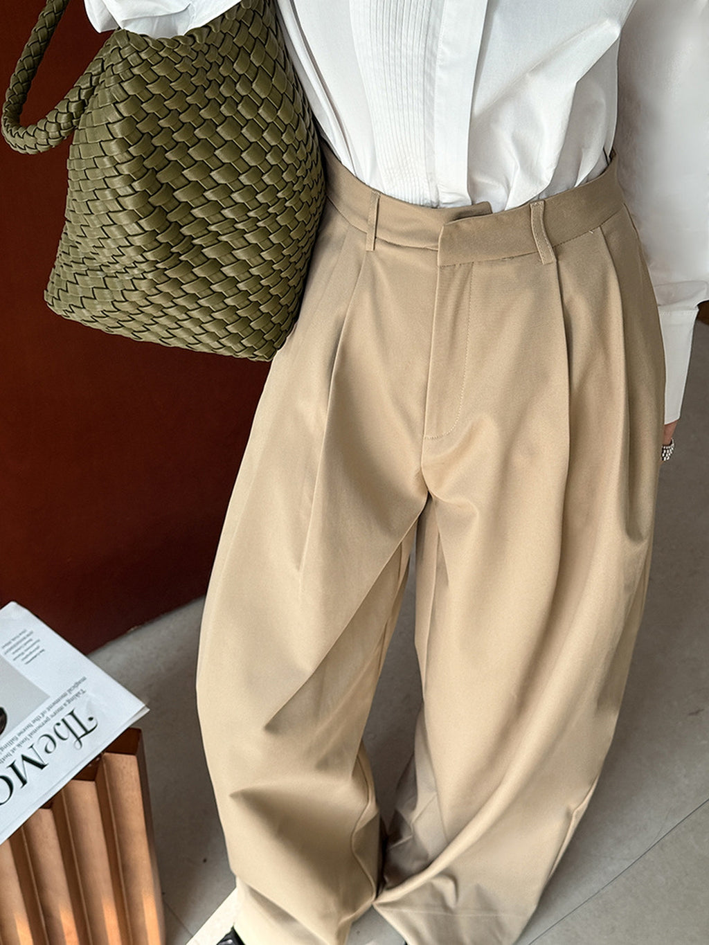 Deep Tucked Architecture Fluid Slacks — BL1141