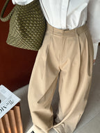 Deep Tucked Architecture Fluid Slacks — BL1141