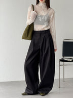 Deep Tucked Architecture Fluid Slacks — BL1141