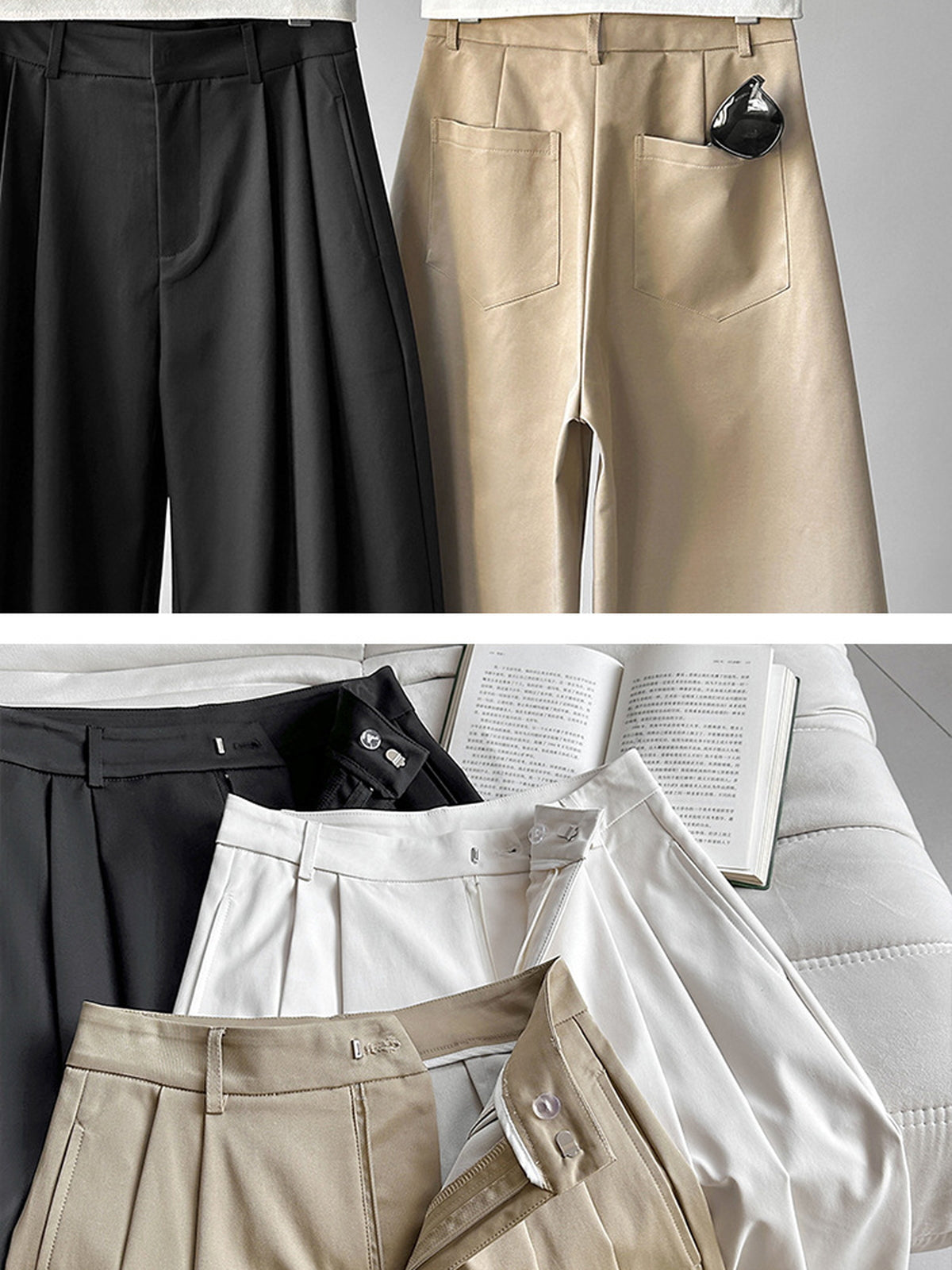 Deep Tucked Architecture Fluid Slacks — BL1141