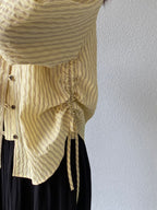 Sheer Stripe Loop Button Fluid Blouse — BL1142