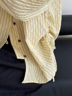 Sheer Stripe Loop Button Fluid Blouse — BL1142