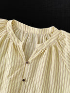 Sheer Stripe Loop Button Fluid Blouse — BL1142