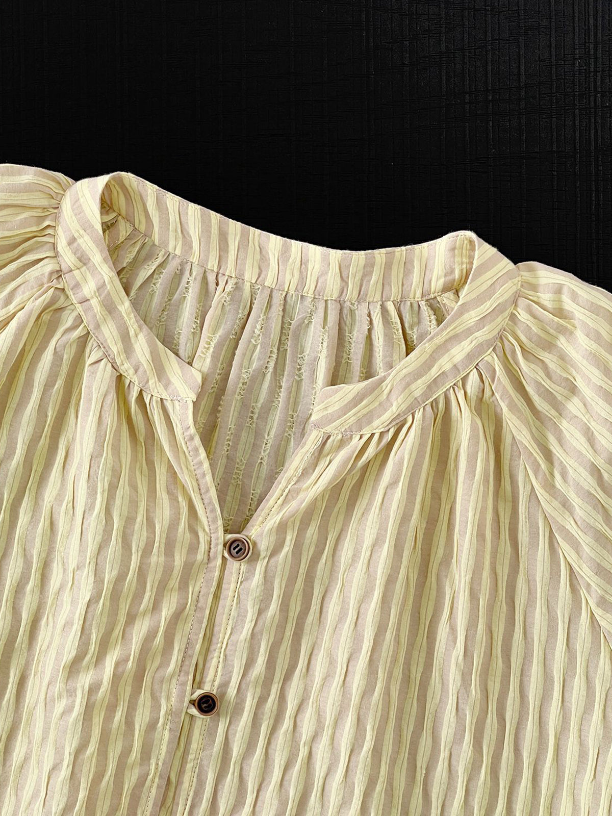 Sheer Stripe Loop Button Fluid Blouse — BL1142