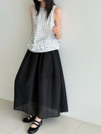 Sheer Check Textured Fluid Volume Skirt — BL1143