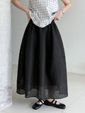 Sheer Check Textured Fluid Volume Skirt — BL1143