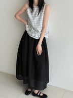 Sheer Check Textured Fluid Volume Skirt — BL1143