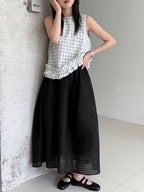 Sheer Check Textured Fluid Volume Skirt — BL1143