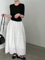 Sheer Check Textured Fluid Volume Skirt — BL1143