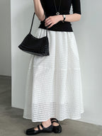 Sheer Check Textured Fluid Volume Skirt — BL1143