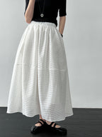 Sheer Check Textured Fluid Volume Skirt — BL1143