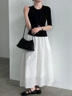 Sheer Check Textured Fluid Volume Skirt — BL1143
