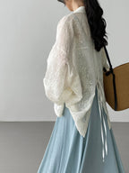 Floral Sheer Jacquard Fluid Oversized Shirt — BL1144
