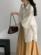 Floral Sheer Jacquard Fluid Oversized Shirt — BL1144