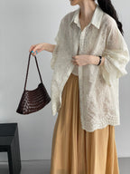 Floral Sheer Jacquard Fluid Oversized Shirt — BL1144