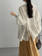 Floral Sheer Jacquard Fluid Oversized Shirt — BL1144