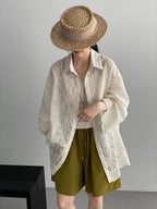 Floral Sheer Jacquard Fluid Oversized Shirt — BL1144