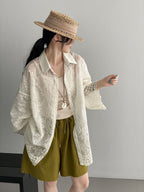 Floral Sheer Jacquard Fluid Oversized Shirt — BL1144
