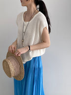 Open Mesh Buttoned Fluid Knit Vest — BL1146