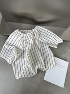Gathered Neck Striped Fluid Blouse — BL1147