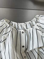 Gathered Neck Striped Fluid Blouse — BL1147