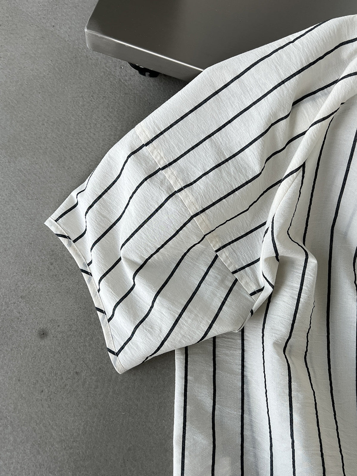 Gathered Neck Striped Fluid Blouse — BL1147