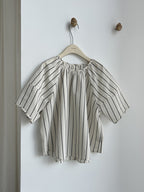 Gathered Neck Striped Fluid Blouse — BL1147